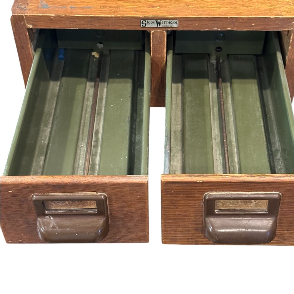 Wooden File Drawers - Brown and Green - Picture 3 of 7